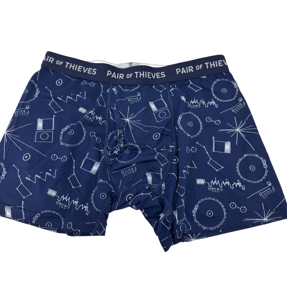 Pair of Thieves Men's Boxer Briefs Blue White Science Pattern Print Medium‎